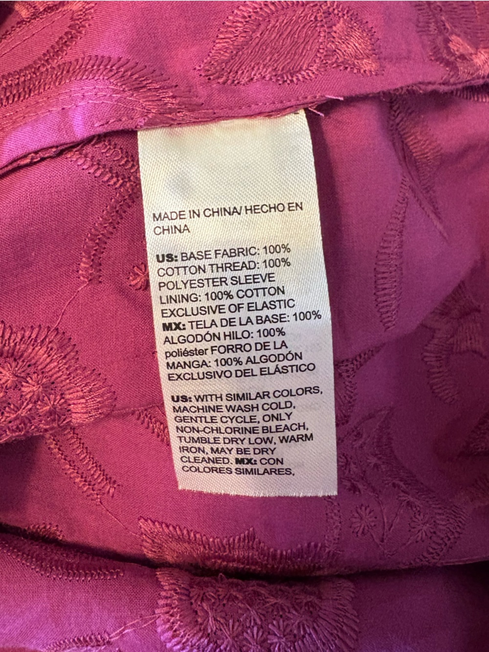 💖Nwot Chico’s Magenta Embroidered Peasant Puff Sleeve Top – Boho Statement Top 💖 - Picture 8 of 14